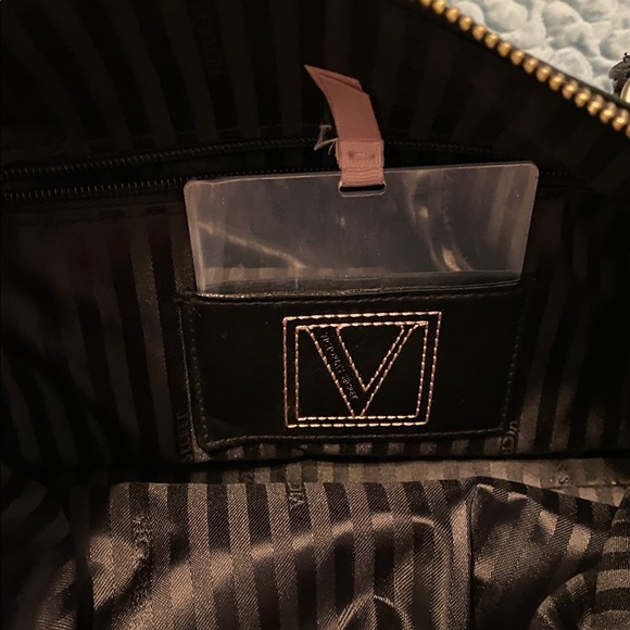 Victoria’s Secret black pebbled faux leather bag with gold hardware, mirror - Picture 3 of 5